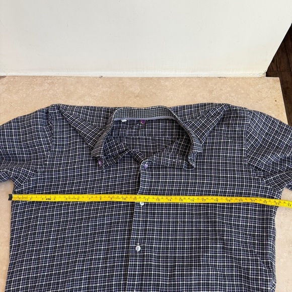 Luchiano Visconti Purple Black Houndstooth Plaid Favorite Shirt Mens Size L - Picture 8 of 14
